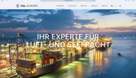 Experte für Luft- und Seefracht– dreisprachige Website für MGL Europe